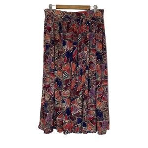 Dimiche Vintage Skirt Women’s Medium 90’s Colorful Print Midi A Line Rayon